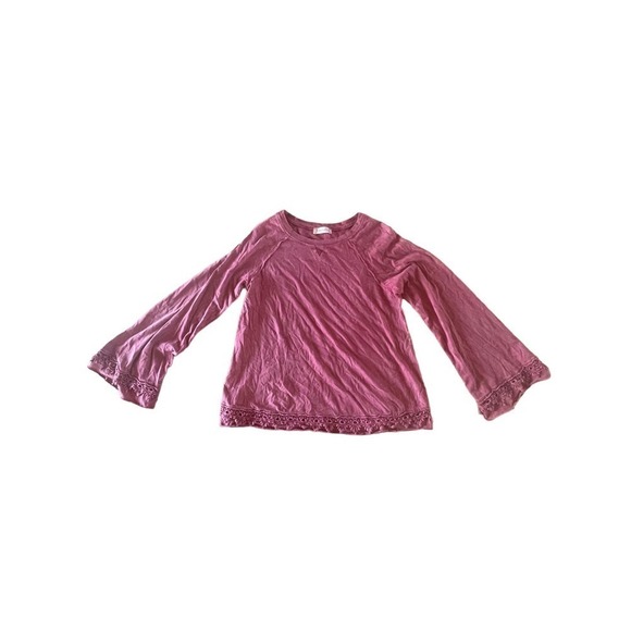 Altard state women’s blouse, bell sleeves. Distressed look with lace trim. Small - Picture 1 of 4